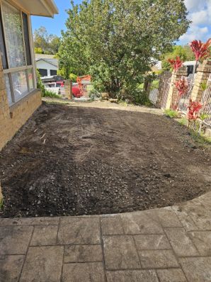 A backyard levelled and prepped, ready for new turf